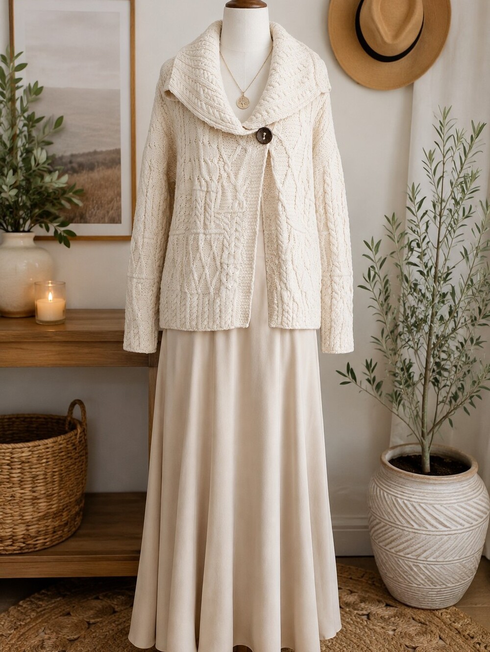 Aran Sweater Market Irish Merino Wool Cable Knit Cardigan M